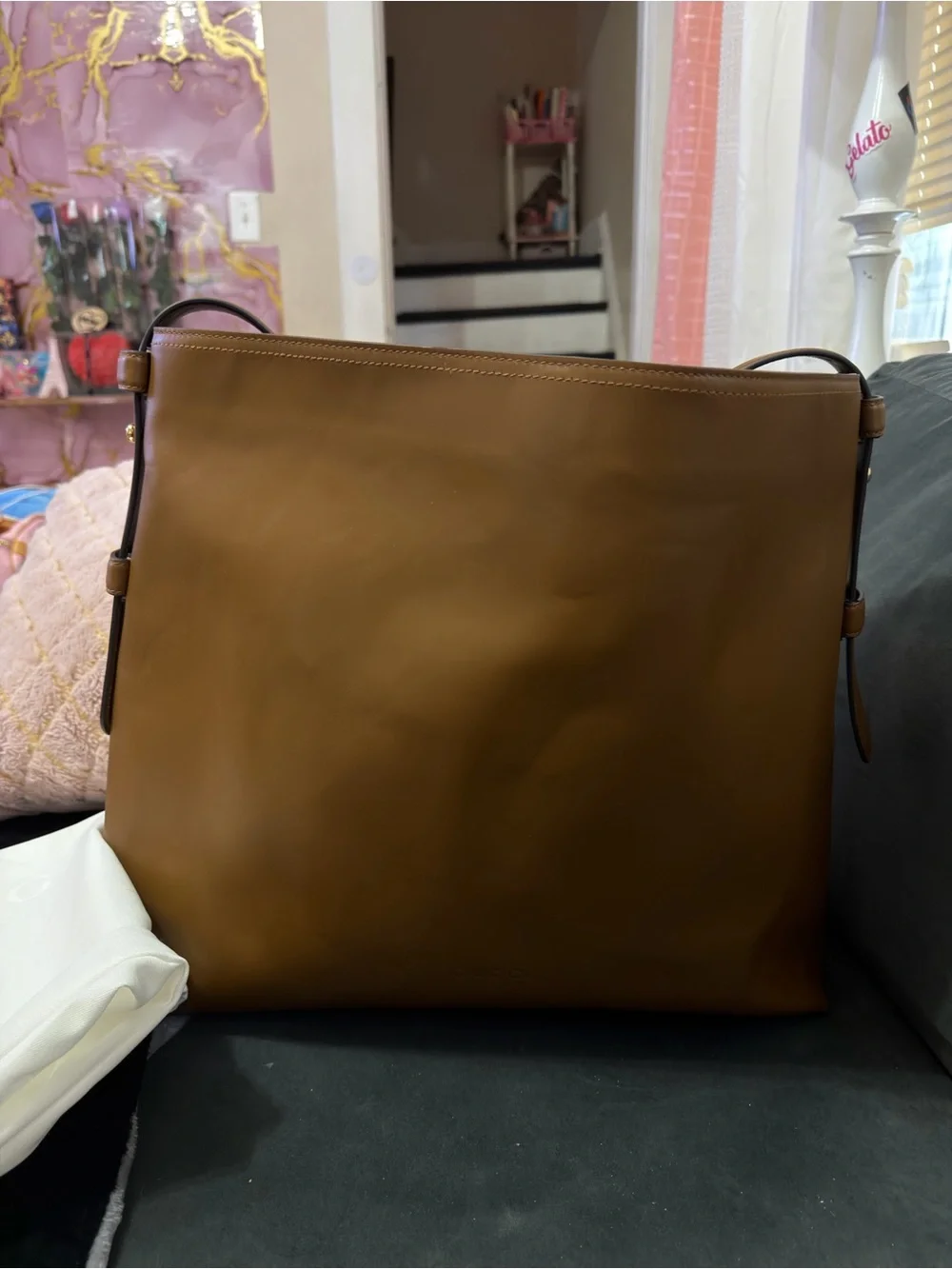 Classic Tan Leather Hobo Shoulder Bag